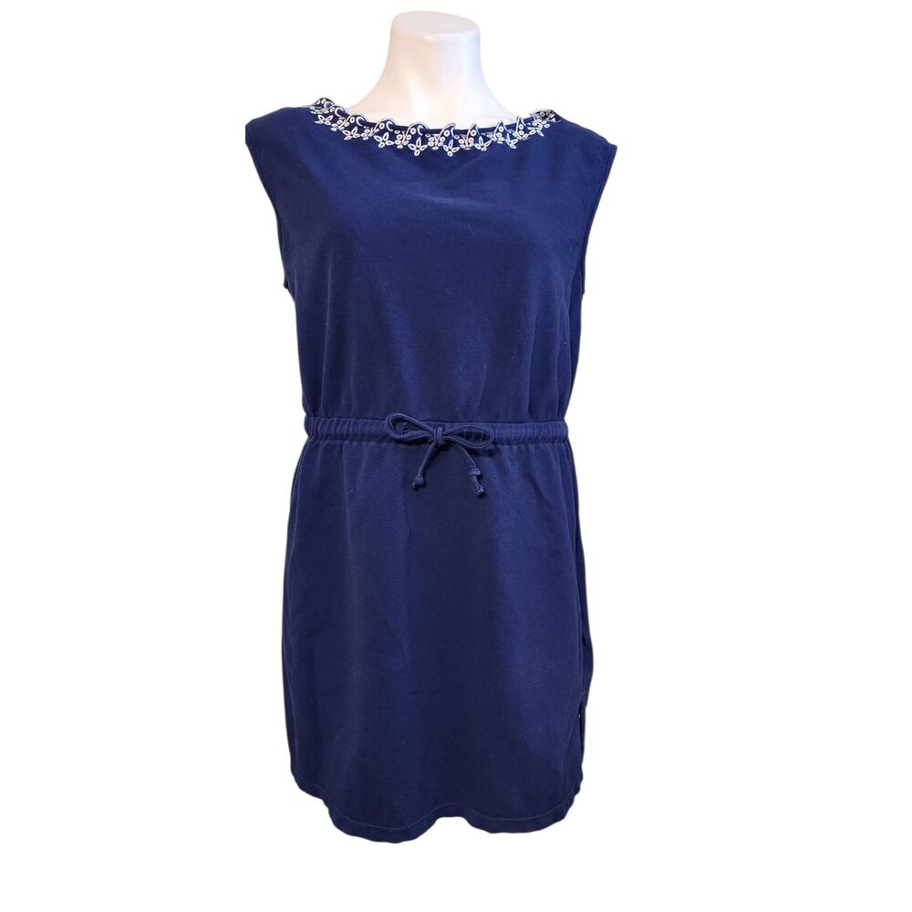 Talbots cinch‎ waist eyelet dress blue medium
